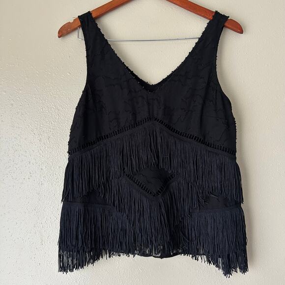 HD In Paris Black Fringe Tank Top US Size 4 - Picture 1 of 9